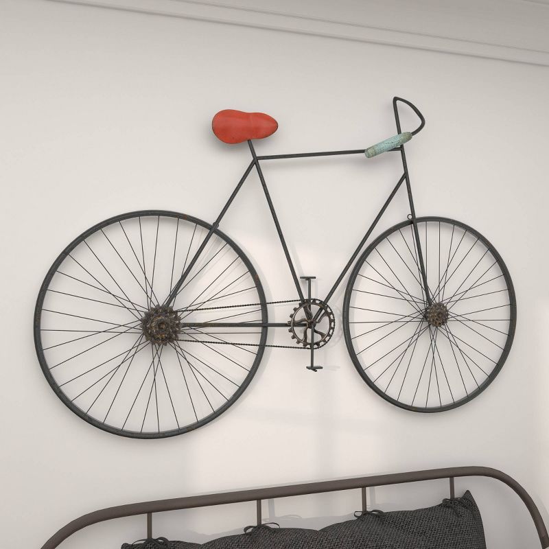 37&#34; x 56&#34; Metal Bike Wall Decor with Seat and Handles Black - Olivia &#38; May, 4 of 19