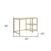 HomeRoots 42" Clear and Gold Glass and Metal Computer Desk - 3 of 4