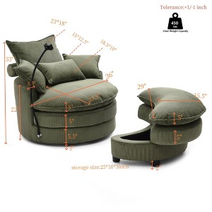 UPHA 360° Swivel Accent Barrel Sofa Chair Modern Comfy Round Reading Sofa w/ Cushions and Ottoman - 1 of 4