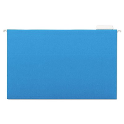 UNIVERSAL Hanging File Folders 1/5 Tab 11 Point Stock Legal Blue 25/Box 14216