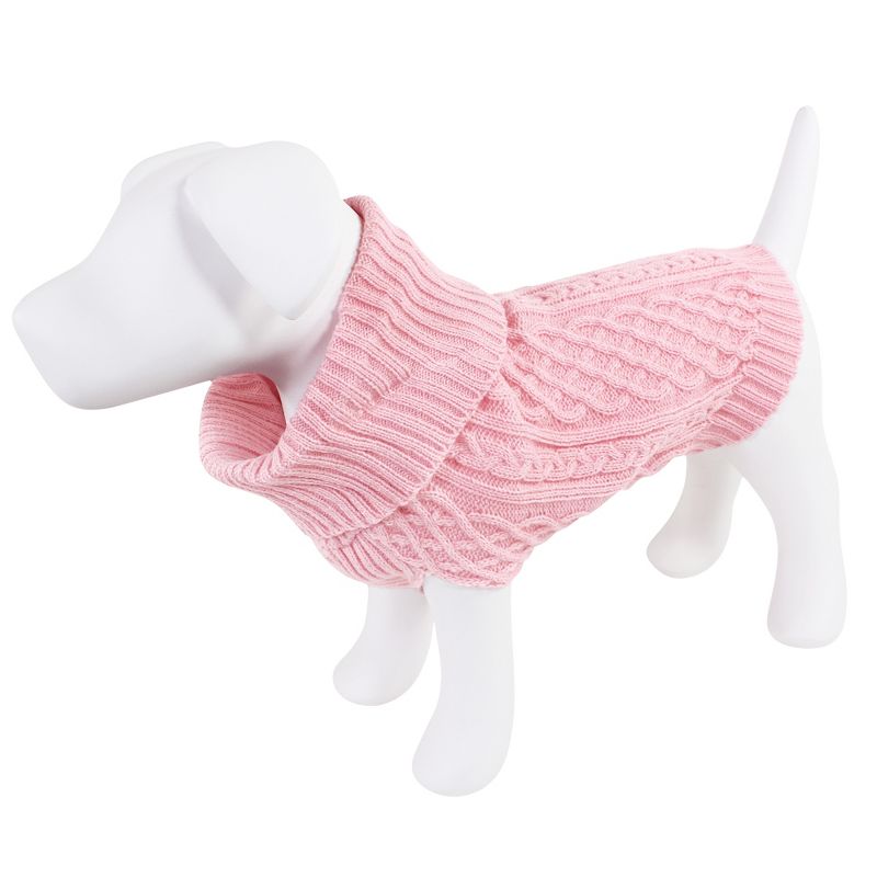 Luvable Friends Dogs and Cats Cableknit Pet Sweater, Pink, 1 of 8