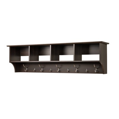 60 Wide Hanging Entryway Shelf Espresso Prepac Wall Mounted Storage With 9 Hooks Target