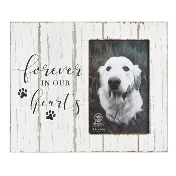 Okuna Outpost Wooden Pet Memorial Picture Frame, 9.5x7.9-Inch Sentimental Dog Photo Frame for 4x6-Inch Photos for Pets That Have Passed On, White