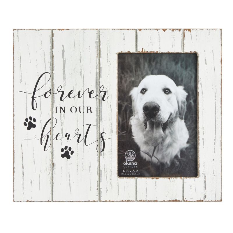 Okuna Outpost Wooden Pet Memorial Picture Frame, 9.5x7.9-Inch Sentimental Dog Photo Frame for 4x6-Inch Photos for Pets That Have Passed On, White, 1 of 7