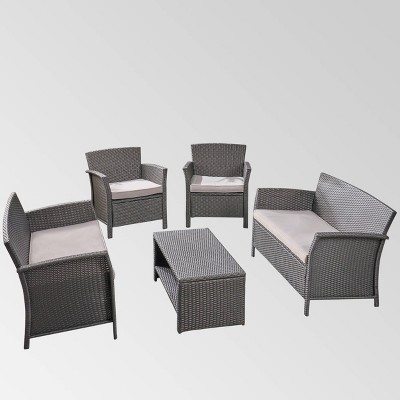 St. Lucia 5pc Wicker Chat Set - Gray/Silver - Christopher Knight Home