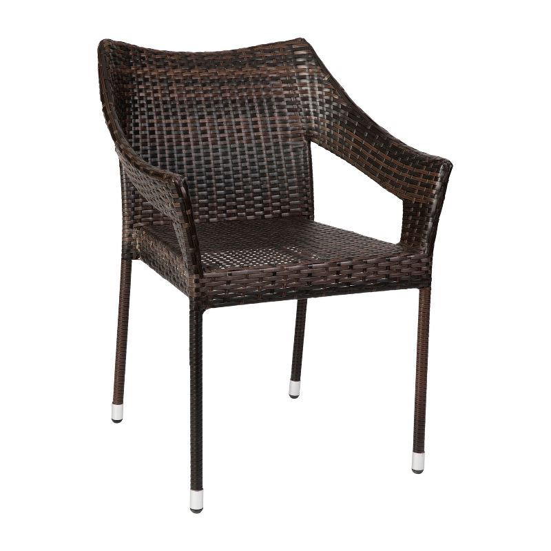 Merrick Lane Weather Resistant Indoor/Outdoor Stacking Patio Dining Chair with Steel Frame and PE Rattan, 1 of 12