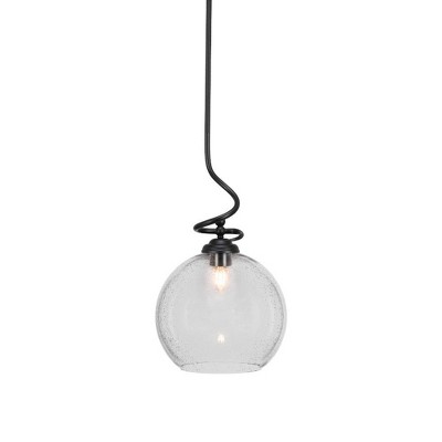 Toltec Lighting Capri 1 - Light Pendant in  Matte Black with 11.75" Clear Bubble Shade