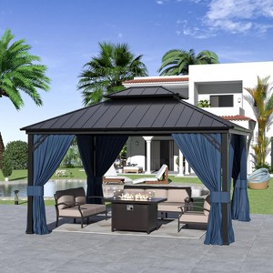 ALAULM Wall Mount Gazebo Outdoor Pergola, Hardtop Lean to Gazebo Canopy Awnings with Sloped Roof and Sturdy Steel Frame, for Patio, Deck, Backyard - 1 of 4