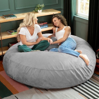 Jaxx 6 ft Platinum Microsuede Bean Bag Chair with Removable Cover