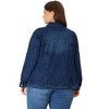 Agnes Orinda Women's Plus Size Classic Denim Washed Front Long Sleeve Casual Jean Jackets - 4 of 4