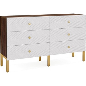 Tribesigns 6-Drawer Dresser for Bedroom, Large Double Wide Chest of Drawers, 55-Inch Wood Storage Cabinet for Closet - 1 of 4