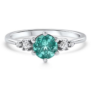 Pompeii3 1Ct TW Paraiba & Diamond Ring 14k White Gold Lab Created - 1 of 4