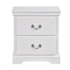 1pc Classic Traditional 2 Drawers Nightstand White Finish Bedroom Furniture Wooden Bedside Table Cabinet - 2 of 4