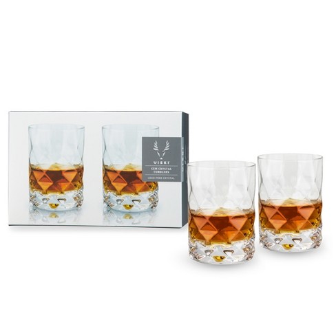 Viski Raye Crystal Negroni Glasses, Lowball Cocktail Glasses
