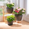 VECELO 9/11.3/13 in. Planters, Plastic Pot with Perforated Tray, Decorative Foliage Plants, Vintage Planters 3-Piece Set, Artificial Wood Planters - 3 of 4