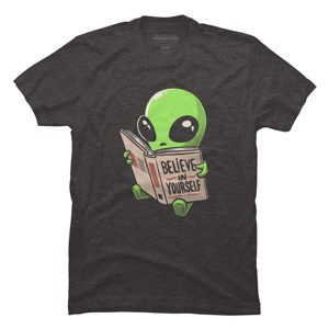 Men's Design By Humans Believe in Yourself Funny Book Alien By EduEly T-Shirt - 1 of 4