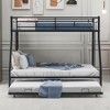 NicBex Twin over Full Bunk Bed Metal Rack Triple Bed Frame with 4 Wheels, Full-length Guardrails and 2 Ladders, No Spring Box Required - 2 of 4