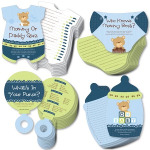 Big Dot of Happiness Baby Boy Teddy Bear - 4 Baby Shower Games - 10 Cards Each - Gamerific Bundle - 1 of 4