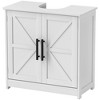 HOMCOM Farmhouse Pedestal Sink Storage Cabinet, Freestanding Bathroom Sink Cabinet with 2 Barn Doors and Adjustable Shelf, White - image 4 of 4