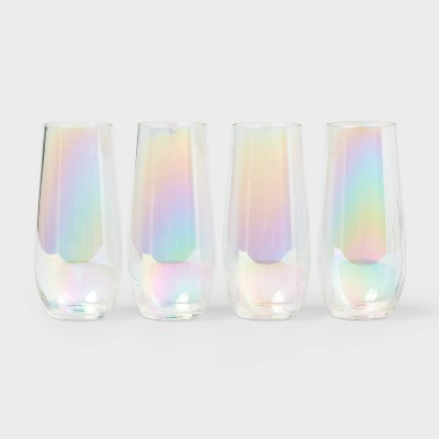 4pk 11 fl oz Stemless Champagne Iridiscent - Sun Squad™