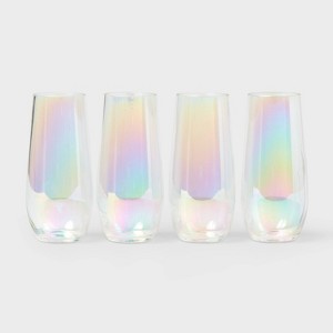 4pk 11 fl oz Stemless Champagne Iridiscent - Sun Squad™ - 1 of 3