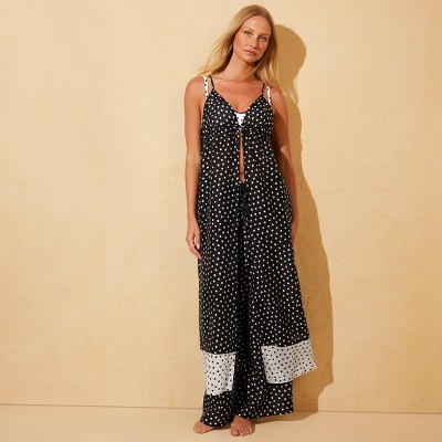 Shade & Shore Women's Polka Dot Open Tie Front Swim Cover Up Maxi Dress - Shade & Shore™ Black/White S — фото 3