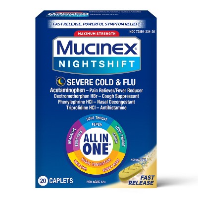 Mucinex Nightshift Severe Cold & Flu Caplets - 20ct