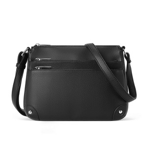 Crossbody Bags for Women, Medium Size Shoulder Handbags, Satchel Purse with Multi Zipper Pocket Black - 1 of 4
