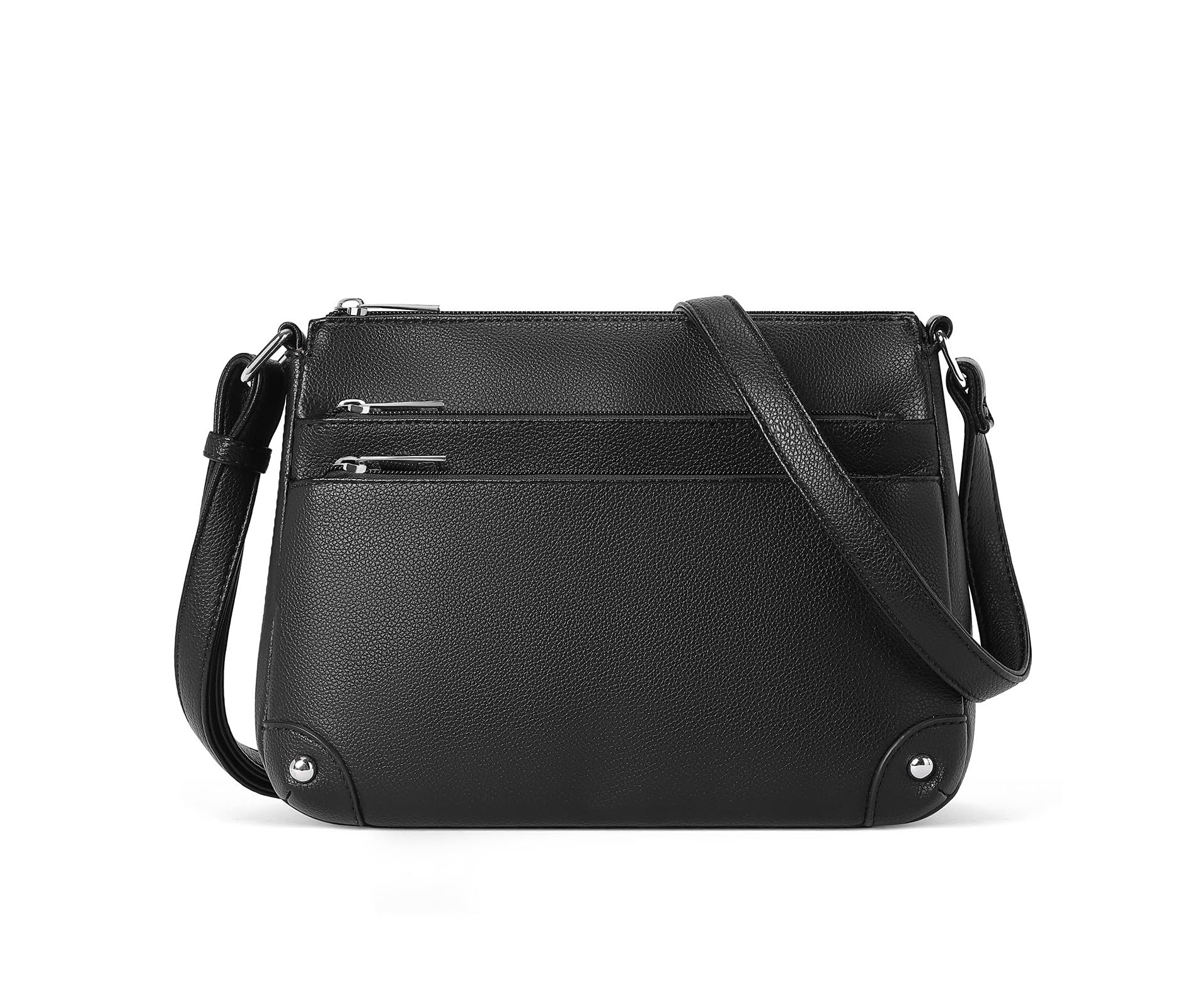 Crossbody Bags for Women, Medium Size Shoulder Handbags, Satchel Purse with Multi Zipper Pocket Black
