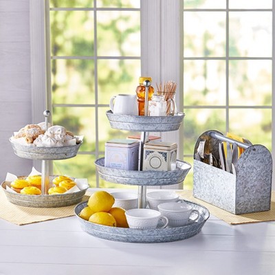 The Lakeside Collection Galvanized Silver Metal Tabletop Serving ...