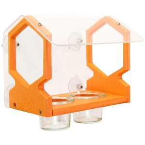 JCs Wildlife Geometric Orange Window Oriole Feeder - Feed Orioles Jelly at the Window - Transparent Back - Made in USA - 1 of 2