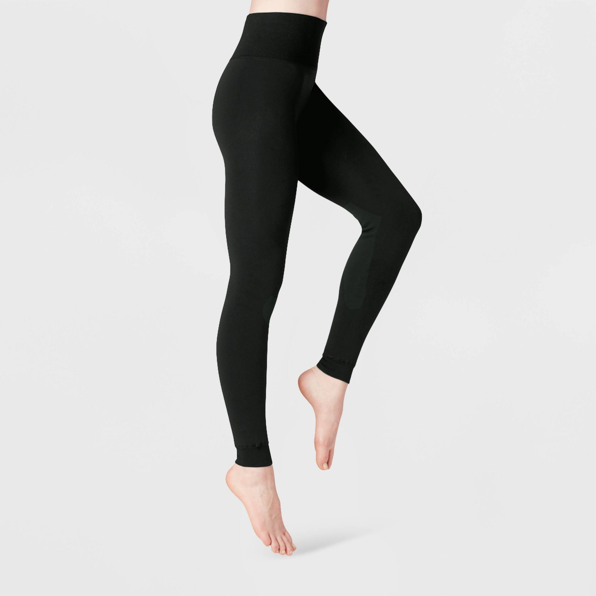 Women's High Waist Seamless Faux Fur Lined Leggings - A New Day™ Black