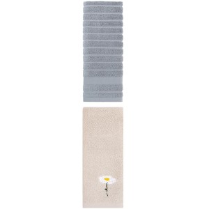 REGALWOVEN Pure Cotton Soft Absorbent Hand Towel Set for Bathroom 14" x 30"/13" x 30" 2 Pcs - 1 of 4