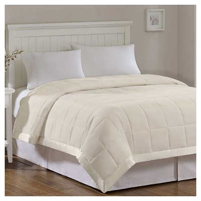 Full/Queen Prospect All Season Down Alternative with Satin Trim Bed Blanket Cream: Madison Park, Hypoallergenic, Microfiber