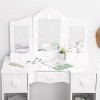 Coucheta Kids Vanity Set Collection - Princess Makeup Table & Chair with Tri-Fold Mirror, Storage Drawer & Stool for Girls, Multiple Colors - 3 of 4