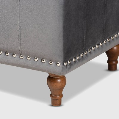 Kaylee Gray Velvet Tufted Storage Ottoman Bench