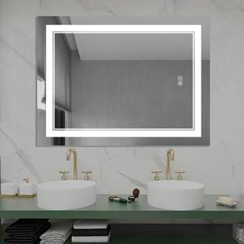 Neutypechic Rectangle Bathroom Vanity Mirror with LED Lights Anti-Fog Large Wall Mirror - 31"x24"