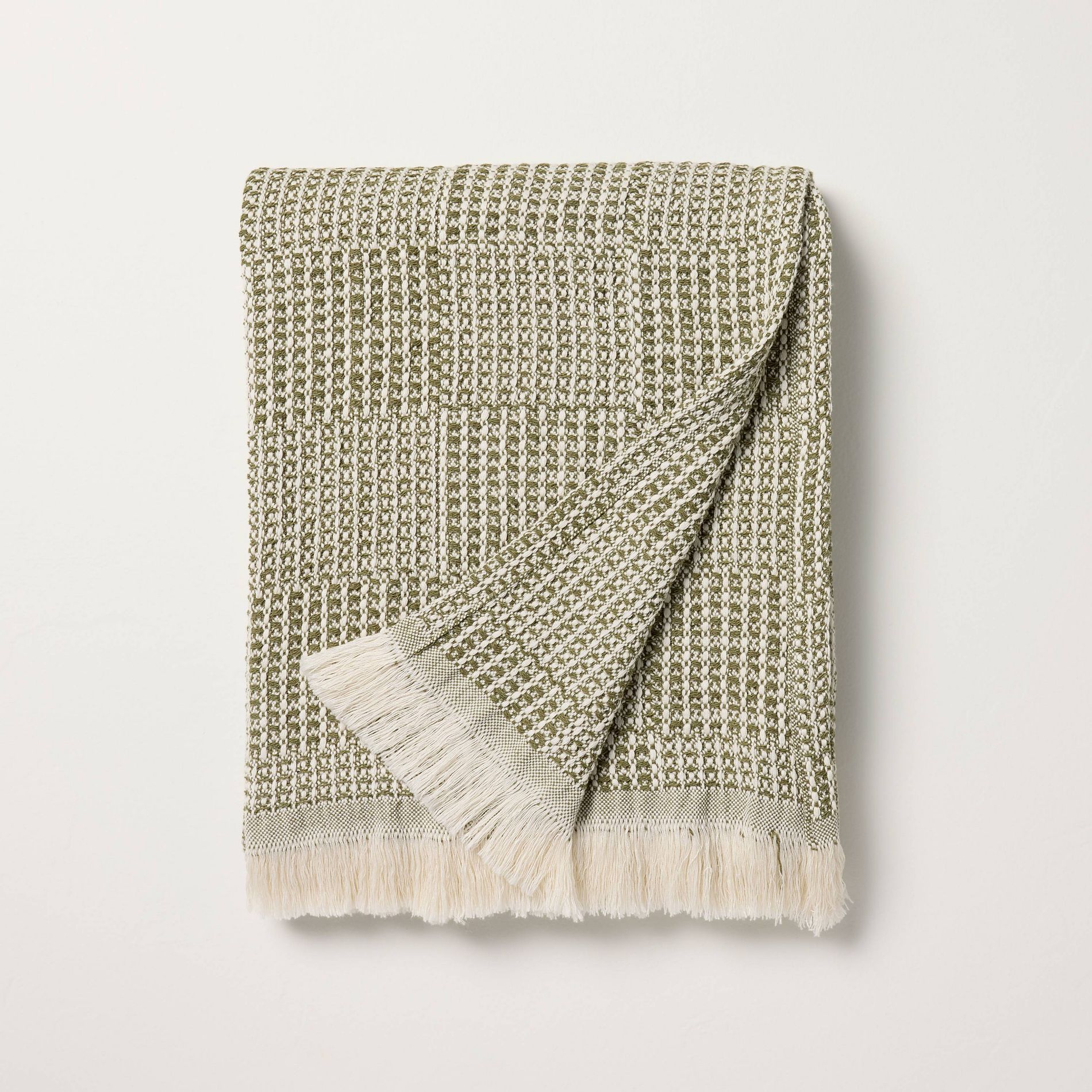 Checkered Knit Throw Blanket Green - Hearth & Hand™ with Magnolia