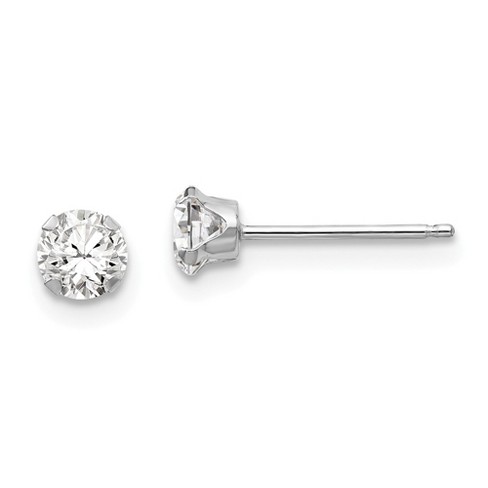 Black Bow Jewelry 4mm Round Cubic Zirconia Stud Earrings in 14k White Gold - image 1 of 4