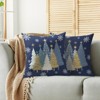 Christmas Pillow Covers 18X18 Set of 2, Blue White Gold Xmas Tree Snowflake Blue Winter Holiday - 4 of 4