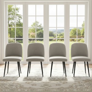 Wooakway 2 Beige/Gray Dining Chairs Metal Legs Slanted Back Wide Seat 23" x 33" for Living Dining Room - 1 of 4