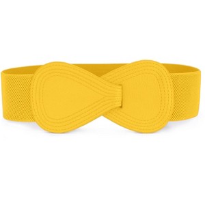 INSPIRE CHIC Women's Interlock 8-shaped Faux Leather Buckle Elastic Belt 1 Pc - 1 of 4