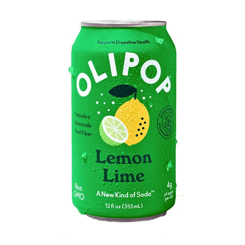 OLIPOP Lemon Lime Prebiotic Soda - 12 fl oz, 1 of 13