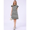INSPIRE CHIC Women's Striped Crew Neck Cap Sleeve Color Block Casual Summer Shift Mini Dresses - 4 of 4