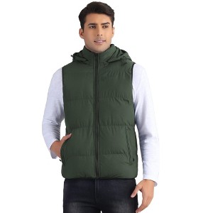 Lars Amadeus Men's Warm Sleeveless Puffer Detachable Hooded Winter Padded Vest - 1 of 4