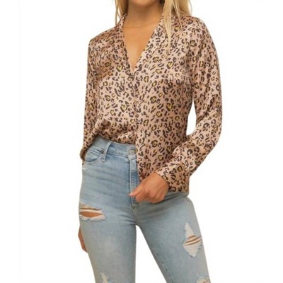 Women's LEOPARD PRINT SATIN SHIRT - Hem & Thread