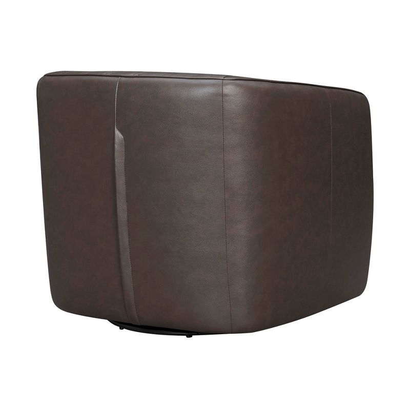 Aries Genuine Leather Swivel Barrel Chair - Armen Living, 5 of 9