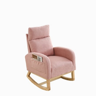 Cesicia Ergonomics Pink Accent Chair Modern Accent High Backrest Living Room Lounge Arm Rocking Chair
