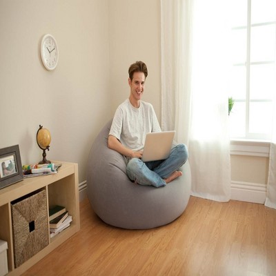 Grey Inflatable Corduroy Beanless Bag Lounge Chair