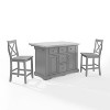 HomeStock  Julia Stainless Steel Top Island with Storage, Coffee Bar, and a Set of 2 X-Back Stools, Gray - 2 of 4